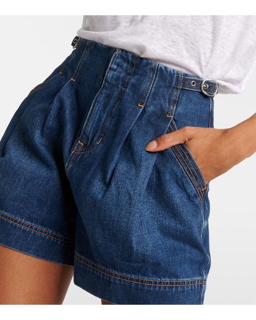 Veronica Beard Blue Jaffe High-Rise Denim Shorts