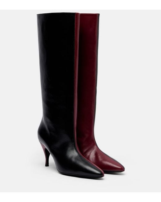 Herbert Levine Red Two Faced Leather Knee-High Boots