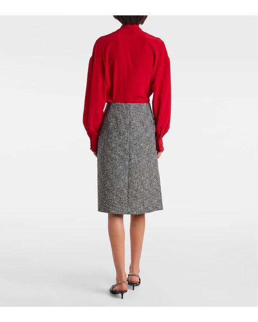 Gucci Gray Wool-Blend Midi Skirt