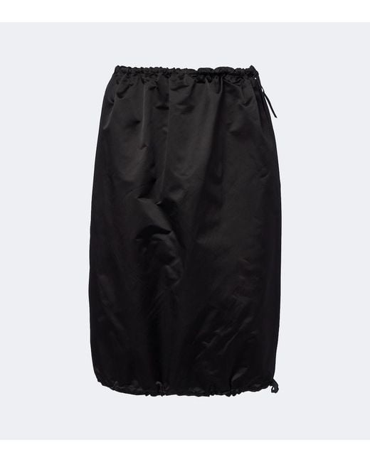 Prada Black Silk Satin Midi Skirt