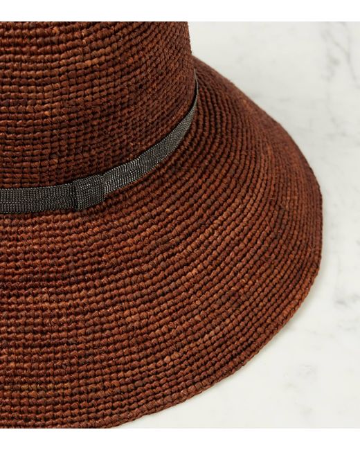 Brunello Cucinelli Brown Monili-embellished Straw Sun Hat