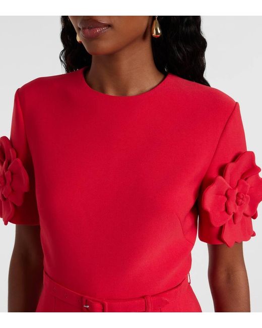 LEO LIN Red Aurelie Floral-Applique Minidress