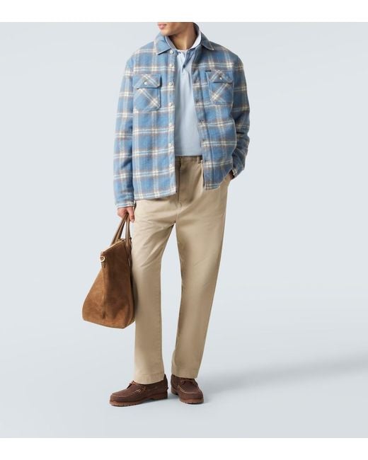 Polo Ralph Lauren Blue Plaid Wool-Blend Flannel Shirt for men