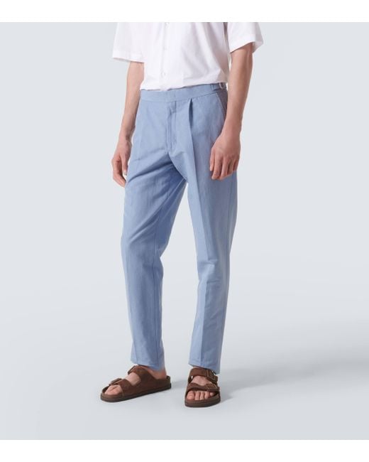Orlebar Brown Blue Carsyn Linen And Cotton Slim Pants for men