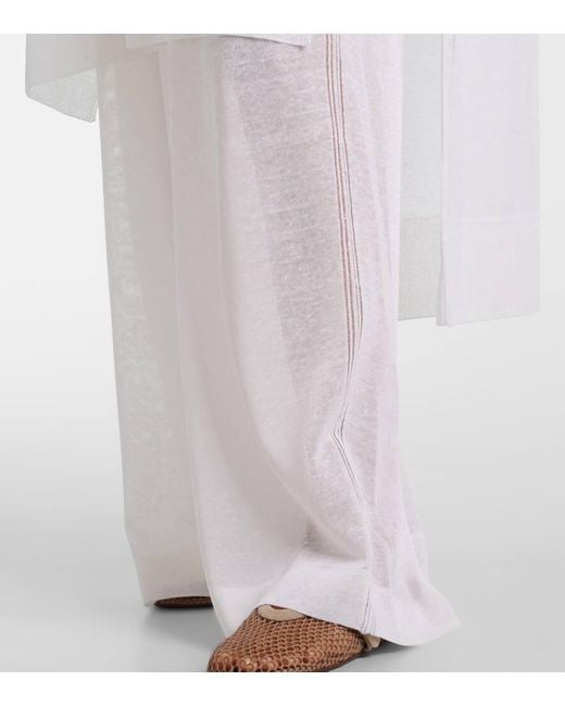 Alaïa White Linen And Silk Wide-Leg Pants