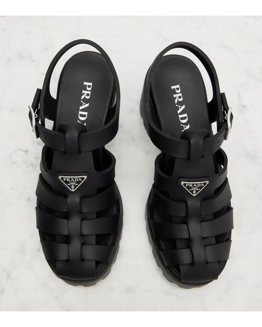 Prada Black Monolith Sandals