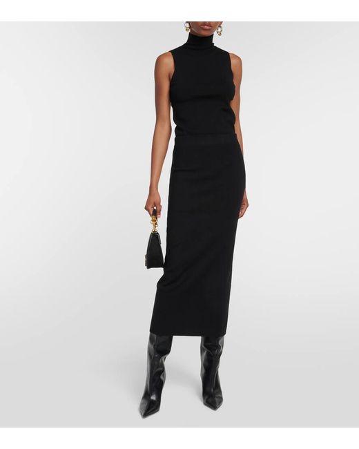 Dorothee Schumacher Black High-rise Wool-blend Midi Skirt