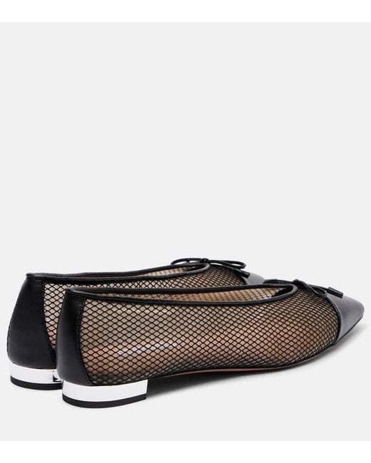 Aquazzura Brown Gioia Mesh And Leather Ballet Flats