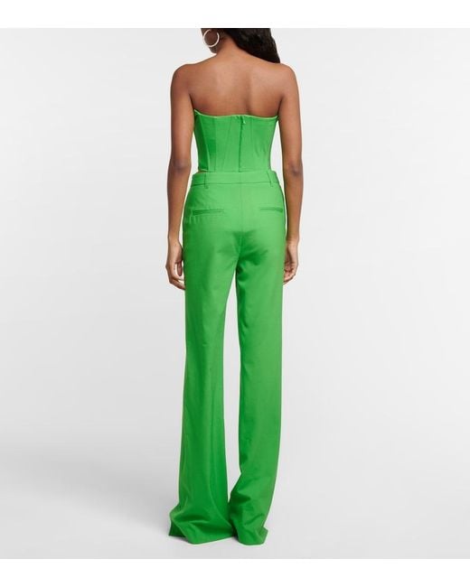 GIUSEPPE DI MORABITO Green High-Rise Wool-Blend Pants