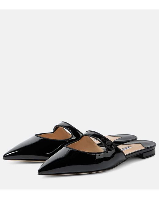 Manolo Blahnik Black Camparimu Patent Leather Mules