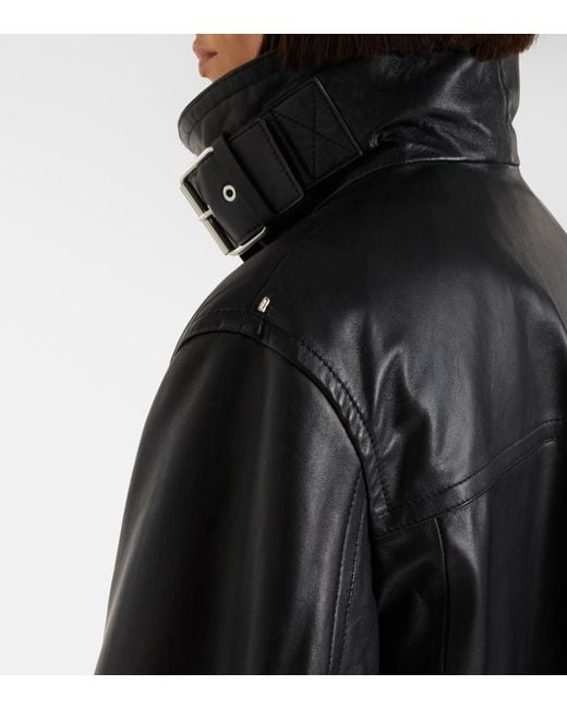 Sportmax Black Oversized Leather Jacket