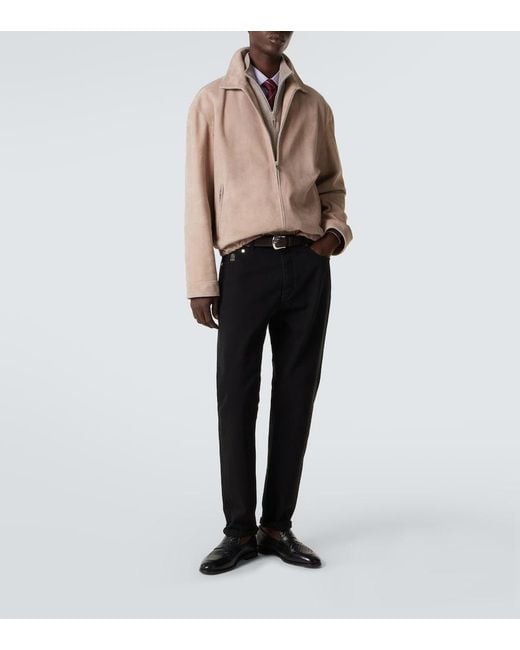 Brunello Cucinelli Pink Suede Blouson Jacket for men