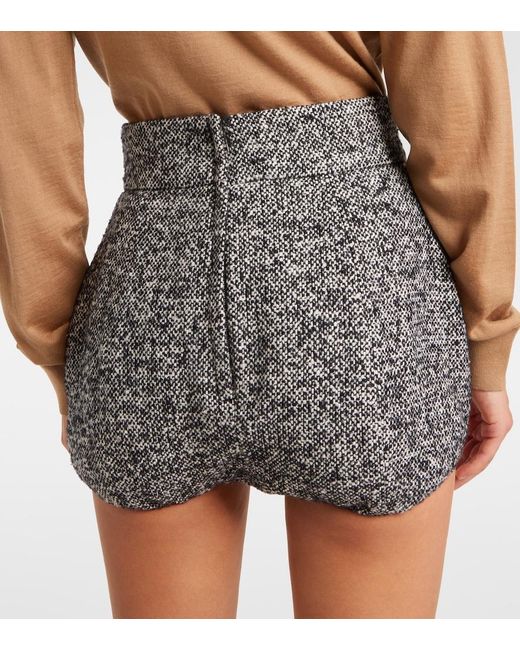 Dolce & Gabbana Gray Wool And Silk-Blend High-Rise Shorts