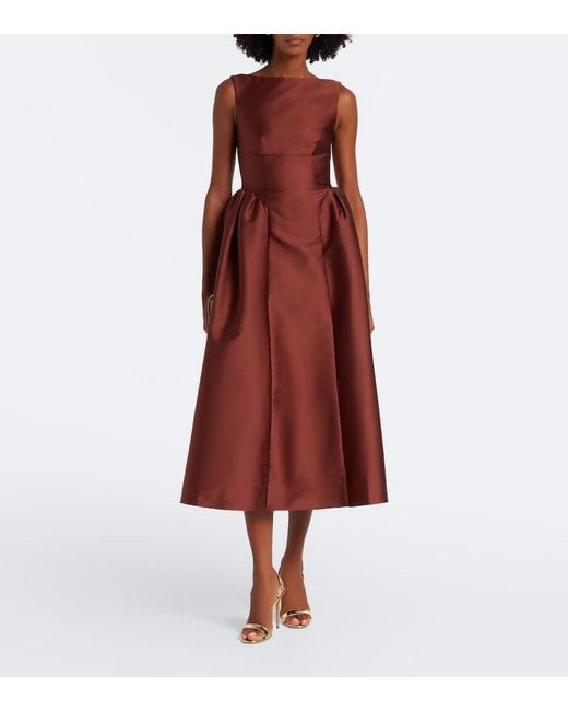 Roland Mouret Red Taffeta Midi Dress