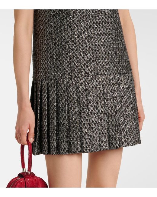 Self-Portrait Black Pleated Boucle Minidress