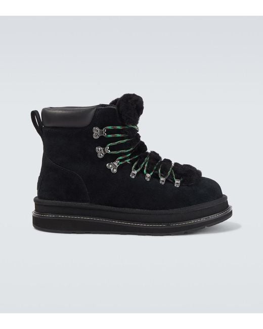 Sacai Black X Ugg Suede And Shearling Hiking Boots for men