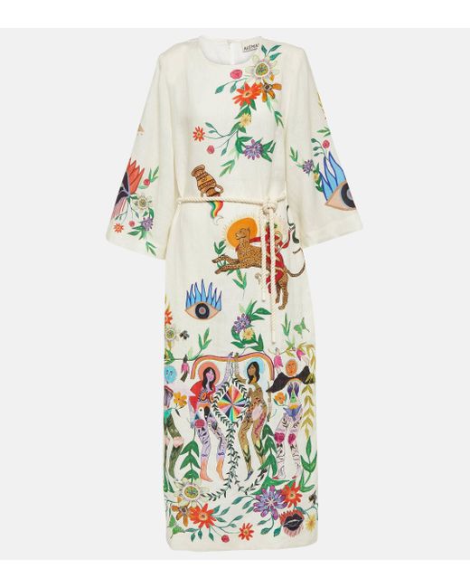 Robe imprimée Meagan en lin ALÉMAIS en coloris White