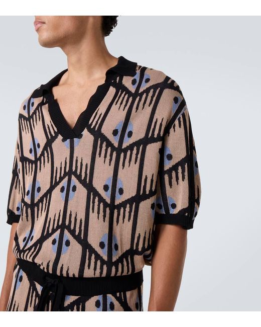 Commas Black Jacquard Polo Shirt for men