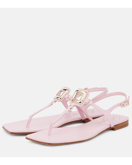 Roger Vivier Pink Viv' By The Sea Leather Thong Sandals