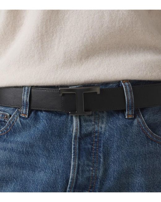 Tod's Brown T Timeless Leather Belt for men