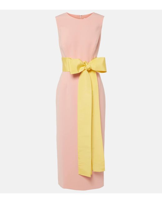 Carolina Herrera Yellow Bow-detail Crepe Midi Dress