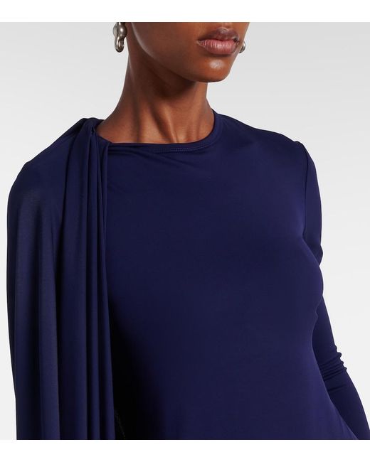 Sportmax Blue Ariete 1234 Draped Jersey Maxi Dress