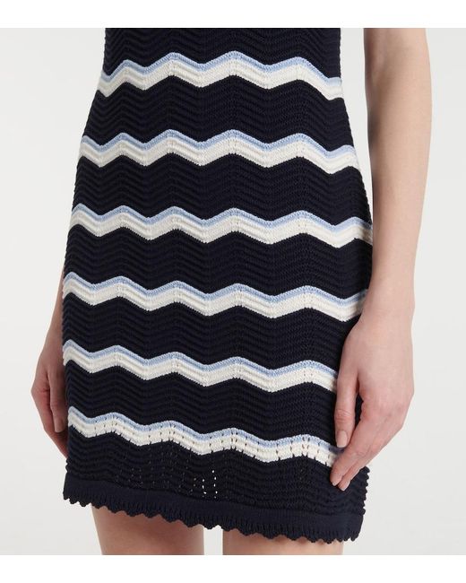 Veronica Beard Blue Templeton Chevron Cotton-Blend Minidress