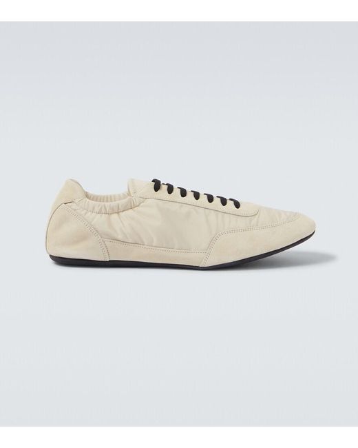 Prada White Collapse Re-Nylon And Suede Sneakers for men