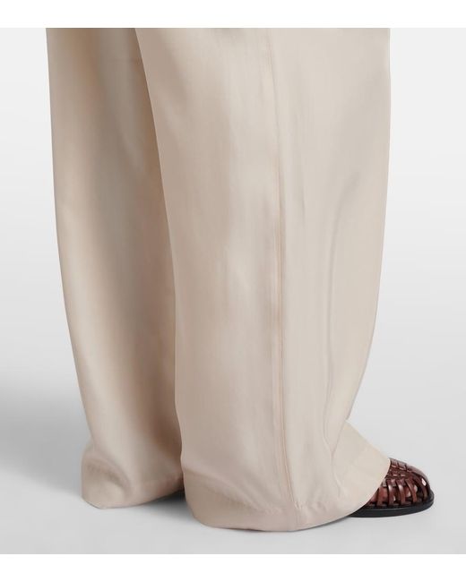 Frankie Shop Natural Marfa Pleated Twill Wide-Leg Pants