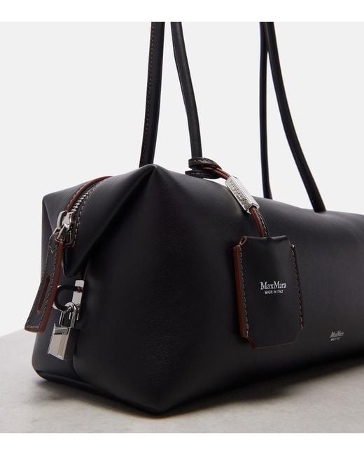 Max Mara Black Holdall Small Leather Tote Bag