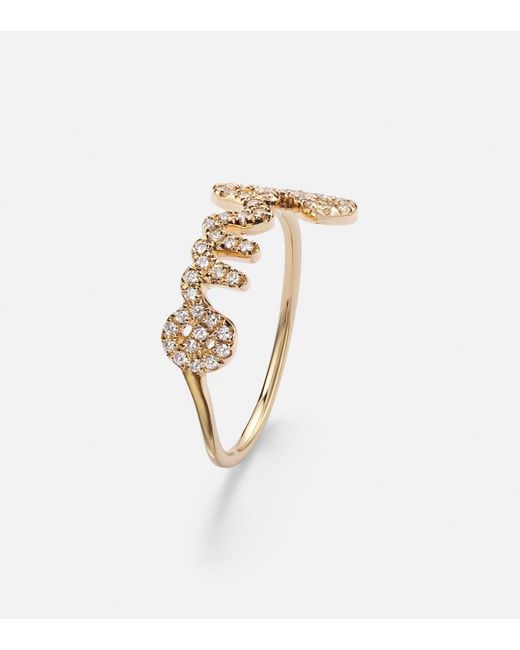 Sydney Evan White Omg Script 14Kt Ring With Diamonds