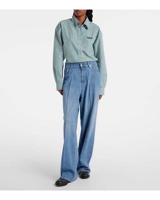 Miu Miu Blue Mid-Rise Wide-Leg Jeans