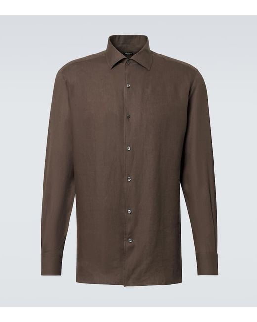 トップス Ermenegildo Zegna linen shirts brown 40 Zegna Slim Fit Linen Shirt Olive at CareOfCarl.com