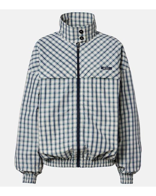 Prada Blue Checked Cotton-Blend Chambray Jacket