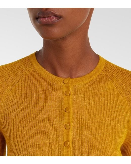 Gabriela Hearst Yellow Anges Cashmere, Silk, And Hemp Henley Shirt