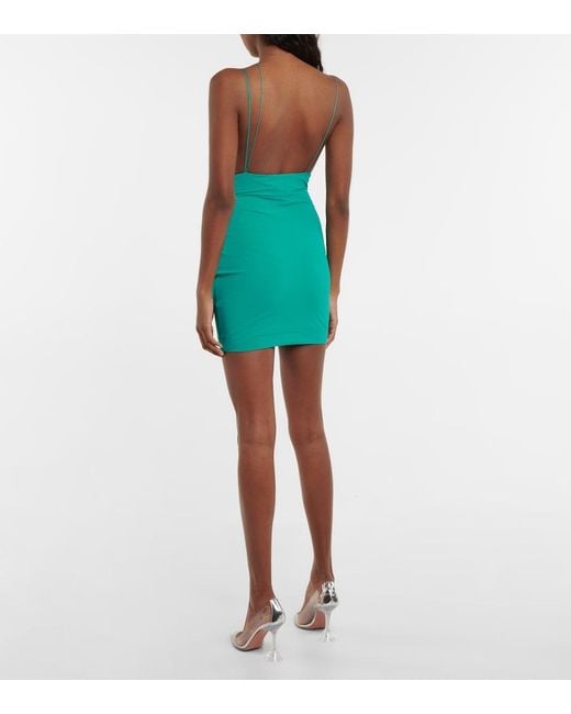 Nensi Dojaka Green Cutout Ruched Minidress