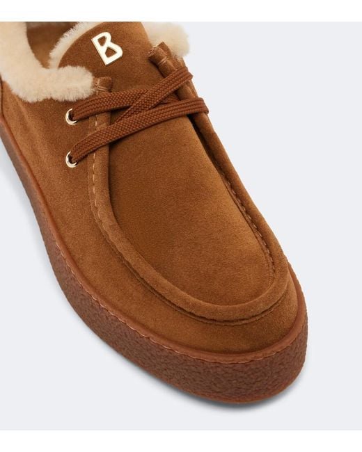 Bogner Brown Lucerne Shearling-Lined Suede Sneakers