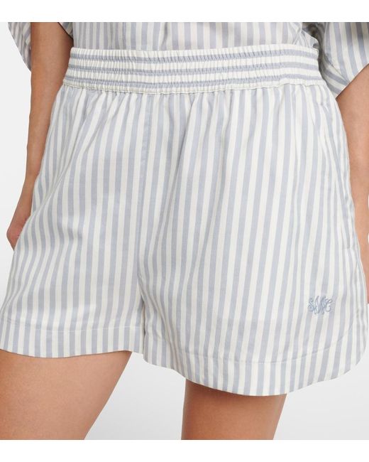 Stella McCartney White Silk And Wool Striped Shorts