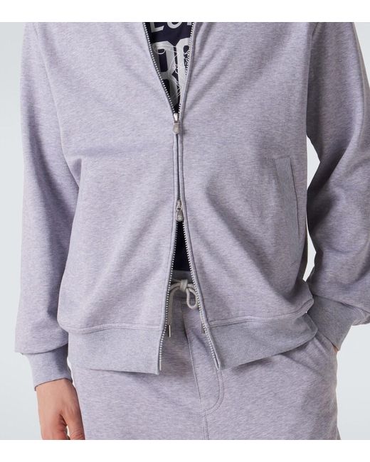 Brunello Cucinelli Blue Cotton-Blend Jersey Zip-Up Sweater for men