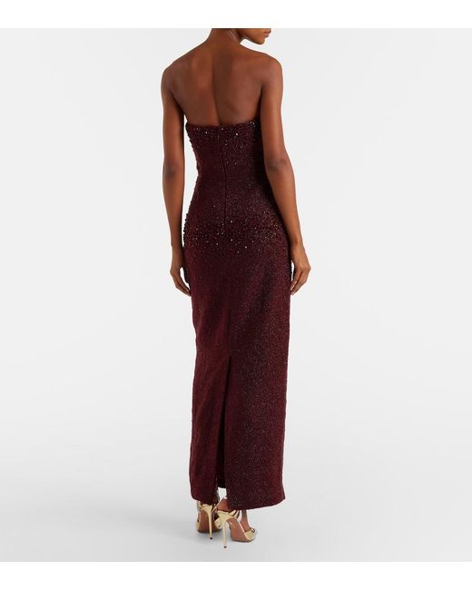 Clio Peppiatt Purple Tina Embellished Strapless Gown