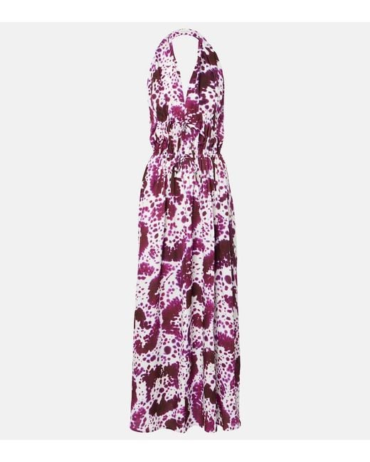 Dries Van Noten Purple Printed Maxi Dress
