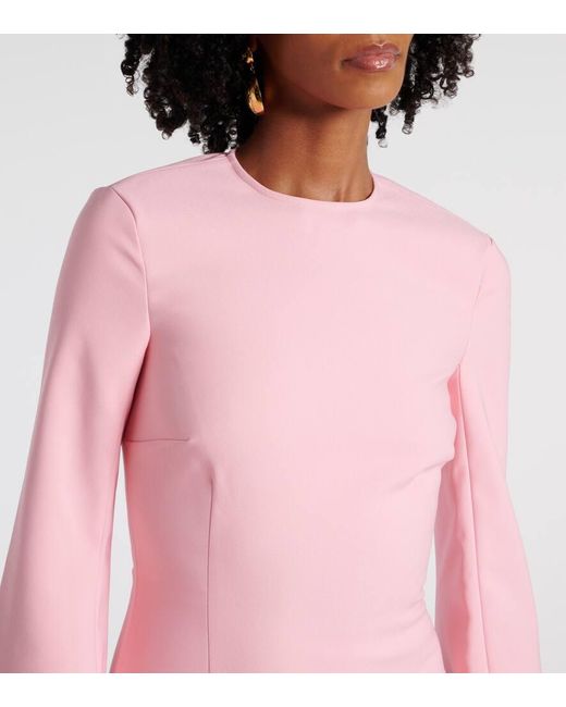 Solace London Pink Gaia Crepe And Satin Midi Dress