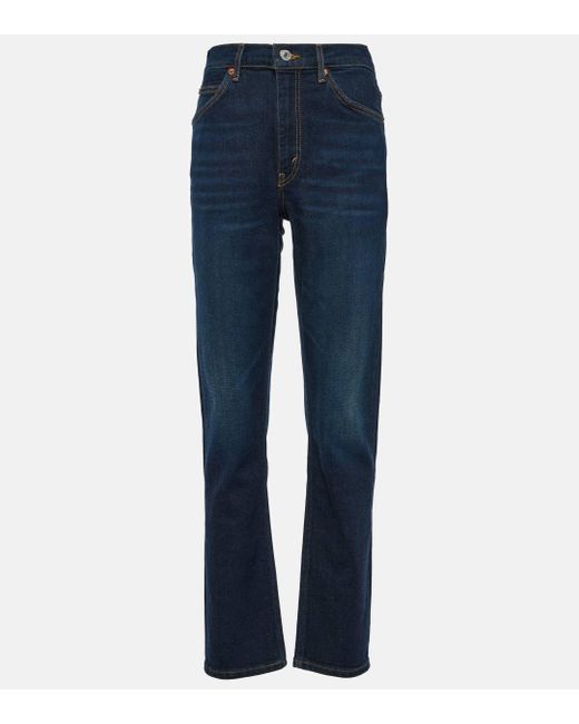 Re/done Blue 70s High-rise Straight Jeans