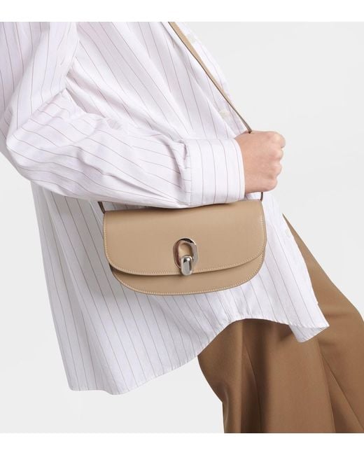 SAVETTE Brown Tondo Crescent Leather Shoulder Bag