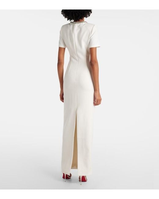 Roland Mouret White Embellished Crepe Gown