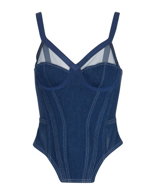 Burberry Denim Corset Top in Black | Lyst