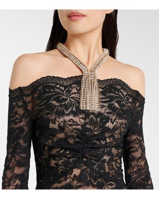 Rabanne Black Floral Lace Maxi Dress
