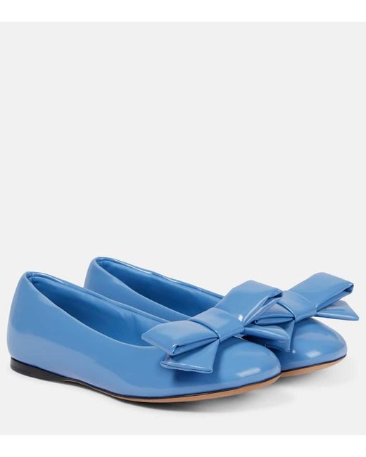 Loewe Blue Puffy Patent Leather Ballet Flats