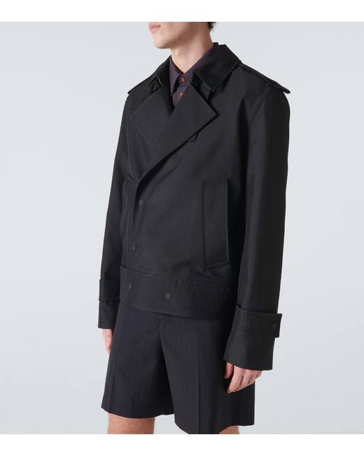 Burberry Cropped-Trenchcoat aus einem Seidengemisch in Black für Herren