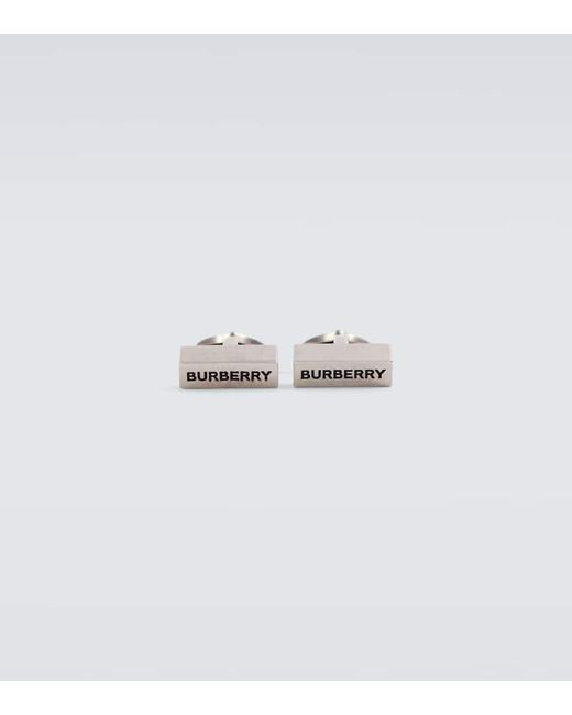 Gemelli placcati in palladio con logo di Burberry in White da Uomo